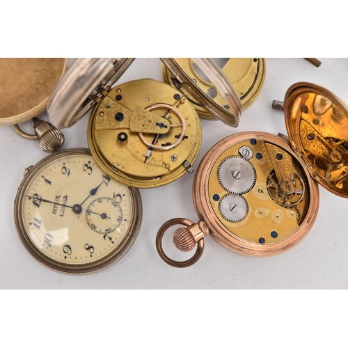 520 - THREE POCKET WATCHES, to include a late Victorian, silver key wound, open face pocket watch, round w... 