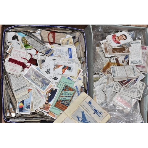 1001 - TWO BOXES OF CIGARETTE CARDS AND SHEET MUSIC to include a box of hundreds of loose vintage cigarette... 