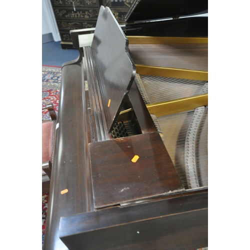 152 - A DANEMANN MAHOGANY CASED BABY GRAND PIANO, the hinged lid enclosing a cast iron over strung frame, ... 