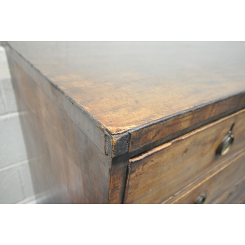 155 - A GEORGIAN MAHOGANY CHEST OF TWO SHORT OVER THREE LONG DRAWERS, width 104cm x depth 52cm x height 89... 