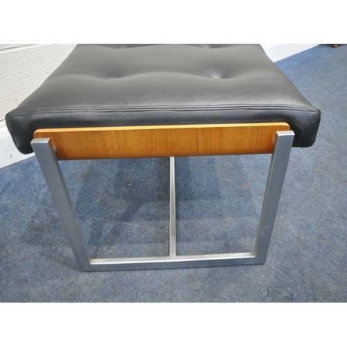 169 - A MID CENTURY BENT PLYWOOD STOOL, raised on a chrome base, width 69cm x depth 63cm x height 42cm, co... 