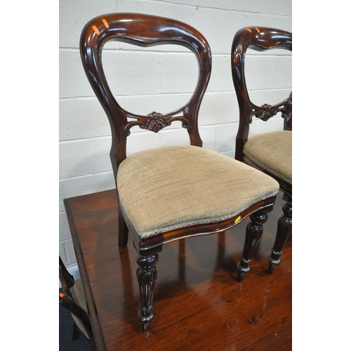 175 - A REPRODUCTION MAHOGANY RECTANGULAR TABLE, raised on cabriole legs, with foliate details, and ball a... 