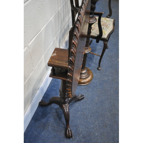 184 - A REPRODUCTION MAHOGANY CIRCULAR TILT TOP TRIPOD TABLE, with a bird cage mechanism, tapered support,... 