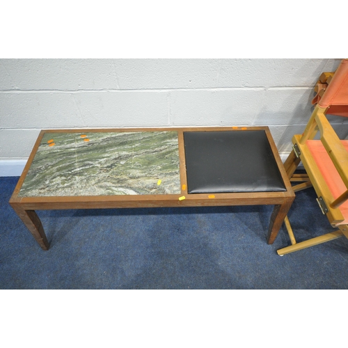 194 - A 20TH CENTURY OAK SEWING BOX, with a twin pull out surface, raised on splayed and tapered legs, wid... 