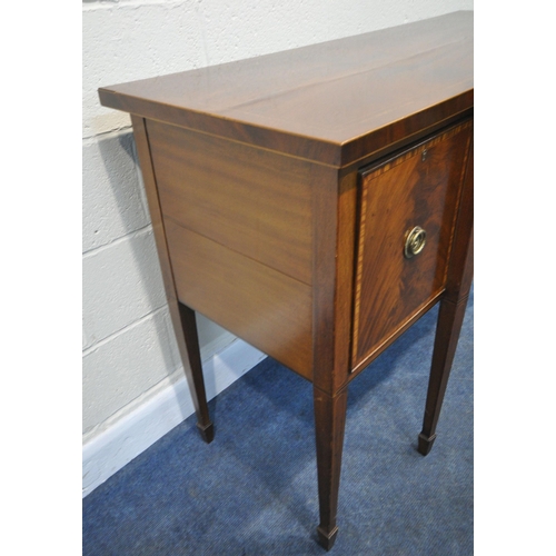 201 - A 20TH CENTURY MAHOGANY BREAKFRONT SIDEBOARD, fitted with one deep drawer, another drawer, and a sin... 