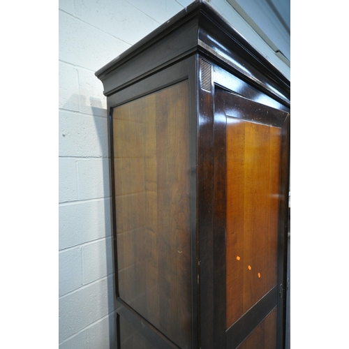 203 - AND SO TO BED, A MODEL PALAIS WALNUT AND CHERRY VENEER DOUBLE DOOR WARDROBE, width 164cm x depth 63c... 