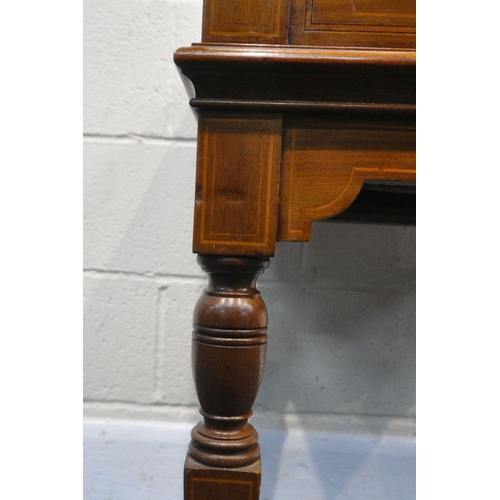 205 - MAPLE AND CO, TOTTENHAM, COURT ROAD, LONDON AN EDWARDIAN MAHOGANY AND INLAID DRINKS TABLE, the twin ... 