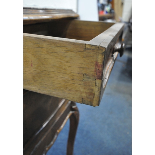 218 - A 20TH CENTURY KINGWOOD POT CUPBOARD, with a wavy marble insert, a single drawer, over a single cupb... 