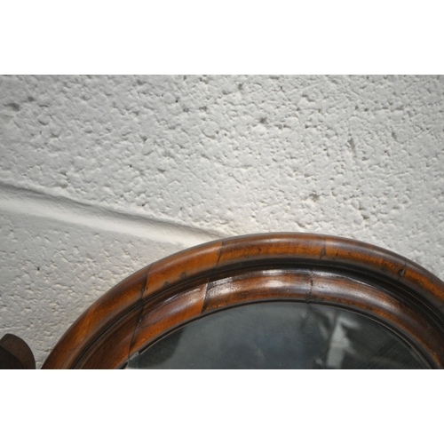 236 - A 19TH CENTURY FRENCH WALNUT WASHSTAND, with a small circular mirror fixed to the back, raised back ... 