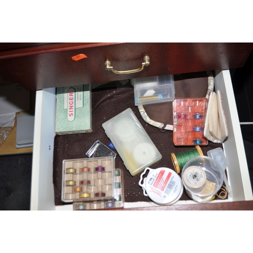 74 - A HORN COLLECTION SEWING CABINET CONTAINING A PFAFF CREATIVE 7550 SEWING MACHINE (spares or repairs)... 