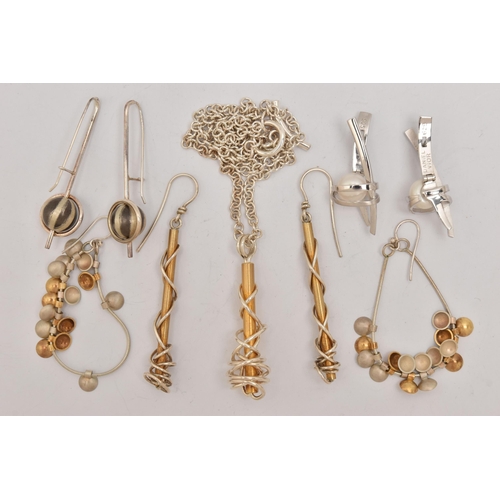 506 - A PAIR OF 'DANIEL VOIR' EARRINGS AND OTHER WHITE METAL JEWELLERY, a pair of white metal and fresh wa... 