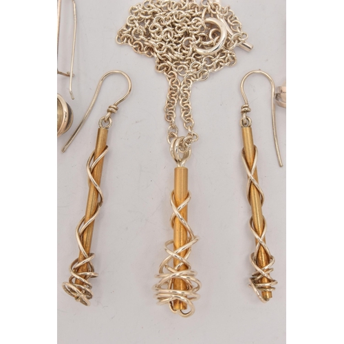 506 - A PAIR OF 'DANIEL VOIR' EARRINGS AND OTHER WHITE METAL JEWELLERY, a pair of white metal and fresh wa... 