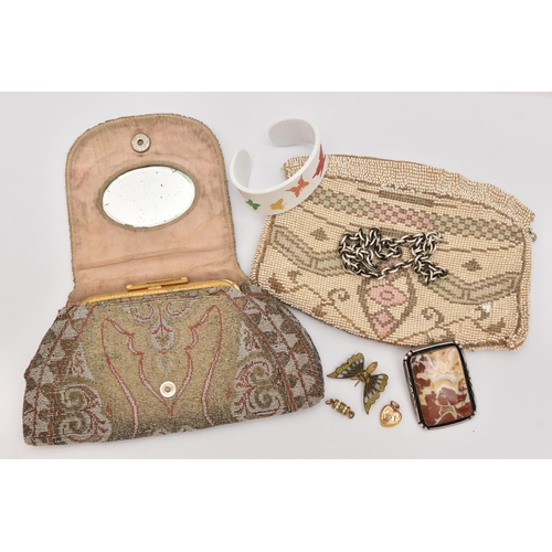 509 - A BAG OF ASSORTED ITEMS, to include an AF 9ct gold heart pendant, with a small star set single cut d... 