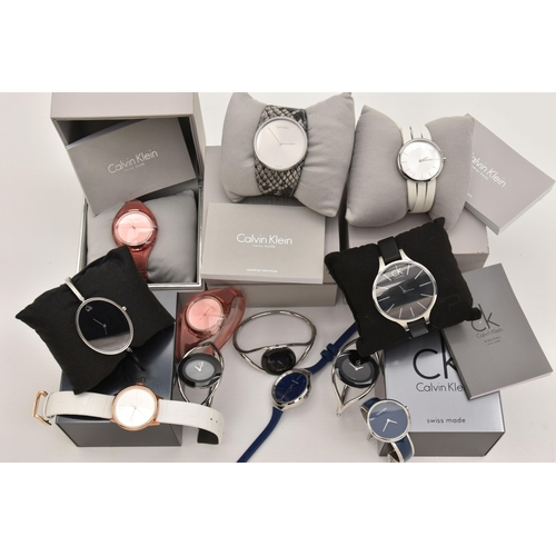 525 - AN ASSORTMENT OF 'CALVIN KLEIN' WATCHES, twelve ladies quartz movement wristwatches, five with boxes... 