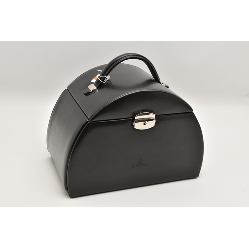 527 - A 'WINDROSE' JEWELLERY CASE, synthetic black leather, snap closure, approximate width 260mm, (condit... 