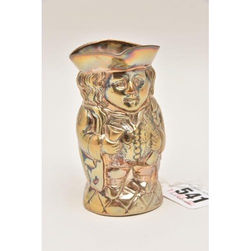 541 - A SILVER 'LEVI & SALAMAN' TOBY JUG, fitted with a scroll handle, height 8.5cm, hallmarked 'Levi & Sa... 