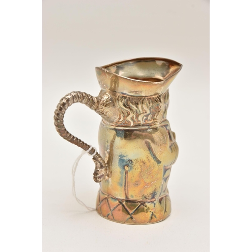 541 - A SILVER 'LEVI & SALAMAN' TOBY JUG, fitted with a scroll handle, height 8.5cm, hallmarked 'Levi & Sa... 