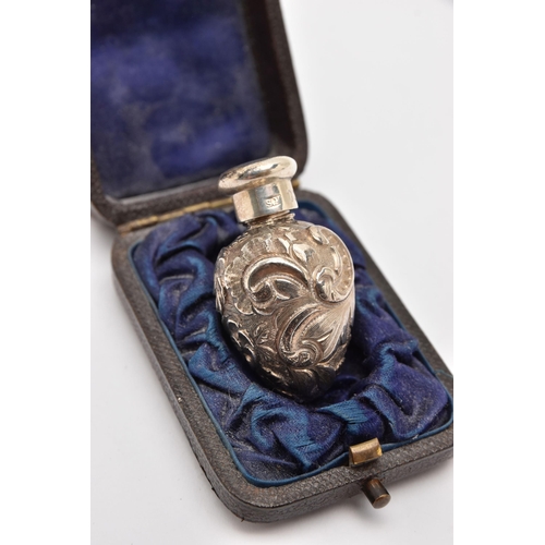 545 - A LATE VICTORIAN 'SAMPSON MORDAN & CO' SILVER SCENT BOTTLE, flower pattern with screw on cover, hall... 