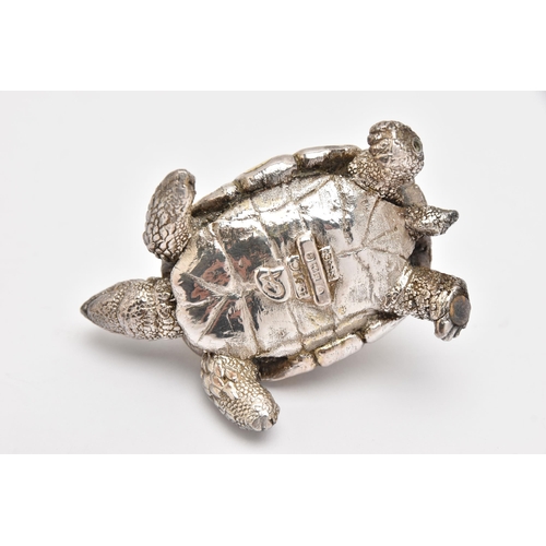 547 - A SILVER TORTOISE FIGURE, realistically textured, hallmarked 'Country Artists' Birmingham, approxima... 