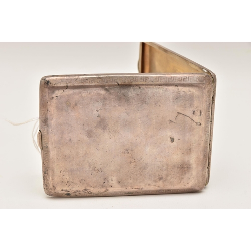 551 - A SILVER CIGARETTE CASE, of a rectangular form, engine turned pattern with engraved cartouche, push ... 