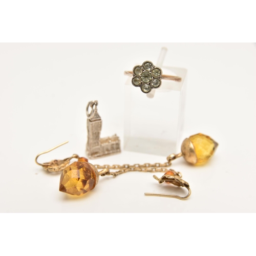 509 - A BAG OF ASSORTED ITEMS, to include an AF 9ct gold heart pendant, with a small star set single cut d... 