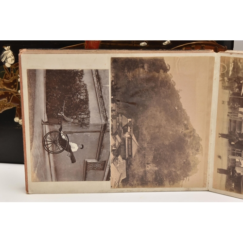 584 - THREE PHOTOGRAPH ALBUMS, containing over 450 photographs, photo postcards and copies, mostly from Sh... 