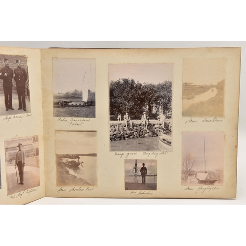 584 - THREE PHOTOGRAPH ALBUMS, containing over 450 photographs, photo postcards and copies, mostly from Sh... 