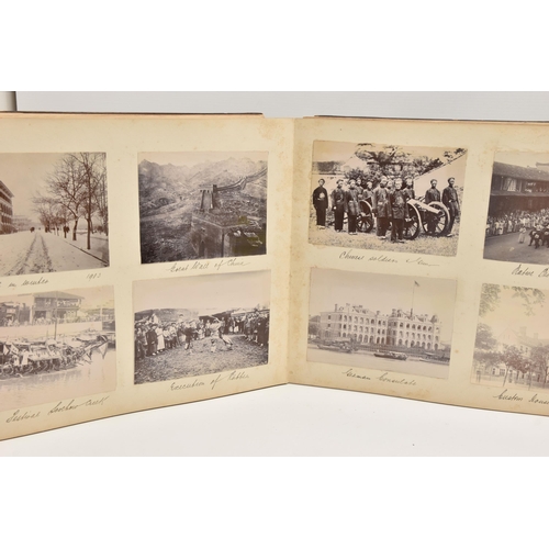 584 - THREE PHOTOGRAPH ALBUMS, containing over 450 photographs, photo postcards and copies, mostly from Sh... 