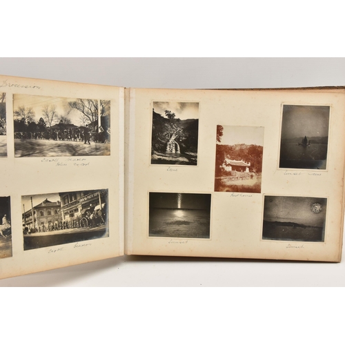 584 - THREE PHOTOGRAPH ALBUMS, containing over 450 photographs, photo postcards and copies, mostly from Sh... 