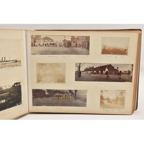 584 - THREE PHOTOGRAPH ALBUMS, containing over 450 photographs, photo postcards and copies, mostly from Sh... 