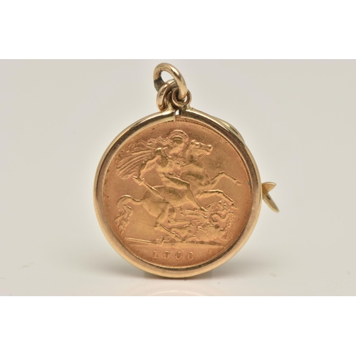 589 - A MOUNTED 22CT GOLD HALF SOVEREIGN COIN (S), 3.98 grams, 19.3mm diameter, Edward VII, 1906 coin, wit... 