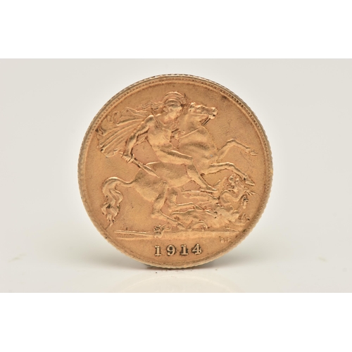 601 - A GEORGE V HALF GOLD SOVEREIGN COIN, dated 1914, approximate gross weight 3.9 grams, diameter 19.3mm