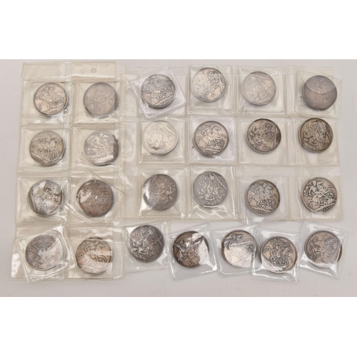 603 - A QUANTITY OF .925 CROWN COINS, all have different grades, 1887-1902 Victoria-Edward VII (24) with a... 