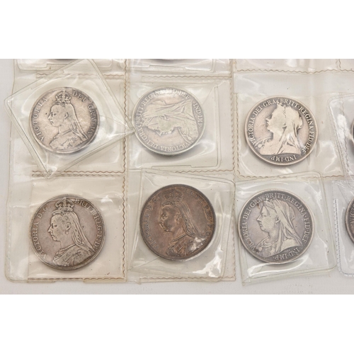 603 - A QUANTITY OF .925 CROWN COINS, all have different grades, 1887-1902 Victoria-Edward VII (24) with a... 