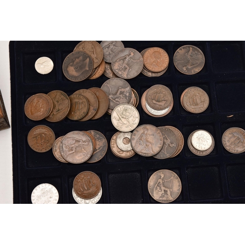 607 - TWO ALUMINIUM CASES AND SMALL BOX OF COINS, to include mixed world coins with a small amount of ster... 