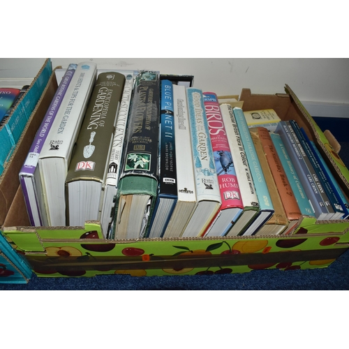 762 - SIX BOXES OF BOOKS, to include approximately one hundred titles, hard back and paperback, subjects i... 