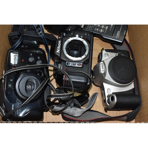 773 - ONE BOX OF ASSORTED CAMERA AND LENSES, included, Nikon F-401x, fitted with a Hoya 55mm Skylight(1B) ... 