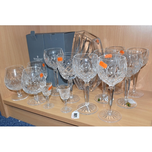 801 - A GROUP OF WATERFORD CRYSTAL, comprising seven Lismore pattern hock glasses, of which two are boxed,... 