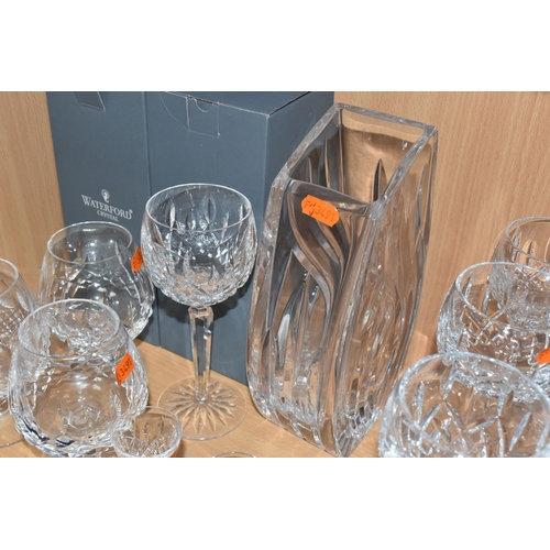 801 - A GROUP OF WATERFORD CRYSTAL, comprising seven Lismore pattern hock glasses, of which two are boxed,... 