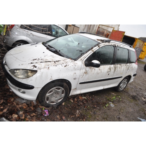 1 - A 2003 PEUGEOT 206 SW FIVE DOOR ESTATE CAR (SPARES OR REPAIRS) in white with a 1997cc Diesel engine,... 