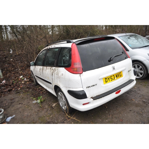 1 - A 2003 PEUGEOT 206 SW FIVE DOOR ESTATE CAR (SPARES OR REPAIRS) in white with a 1997cc Diesel engine,... 