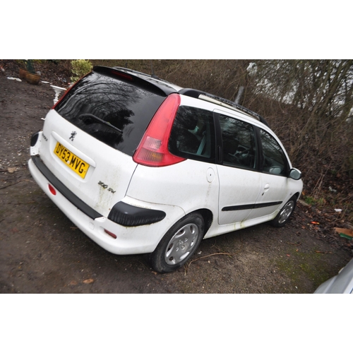 1 - A 2003 PEUGEOT 206 SW FIVE DOOR ESTATE CAR (SPARES OR REPAIRS) in white with a 1997cc Diesel engine,... 