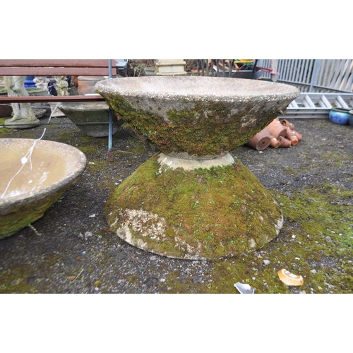 24 - THREE CONCRETE PANCHEON all 90cm in diameter. Condition Report: all have weathering and losses to co... 