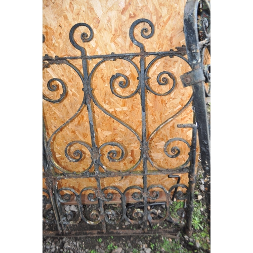 41 - A SET OF VICTORIAN WROUGHT IRON DRIVEWAY GATES with a double wide gate (162cm) and a pedestrian gate... 