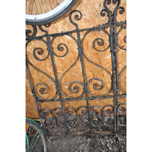 41 - A SET OF VICTORIAN WROUGHT IRON DRIVEWAY GATES with a double wide gate (162cm) and a pedestrian gate... 