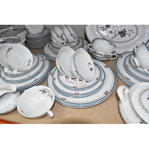 909 - ROYAL DOULTON DINNERWARE, comprising 'Almond Willow', D6373, Rd. No.32008, oval meat plates, covered... 