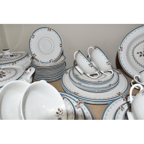 909 - ROYAL DOULTON DINNERWARE, comprising 'Almond Willow', D6373, Rd. No.32008, oval meat plates, covered... 