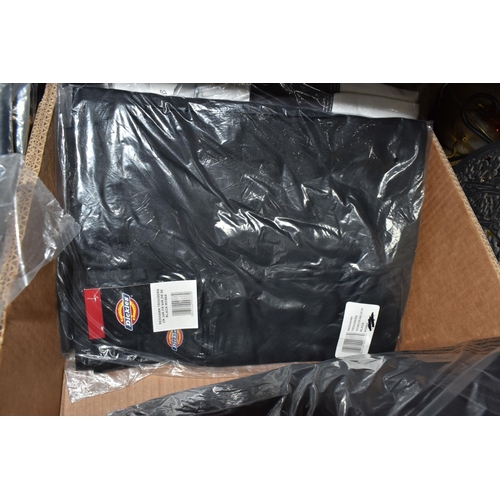 911 - TWO BOXES OF DICKIES WORKWEAR TROUSERS, over twenty pairs of Dickies workwear trousers in various co... 