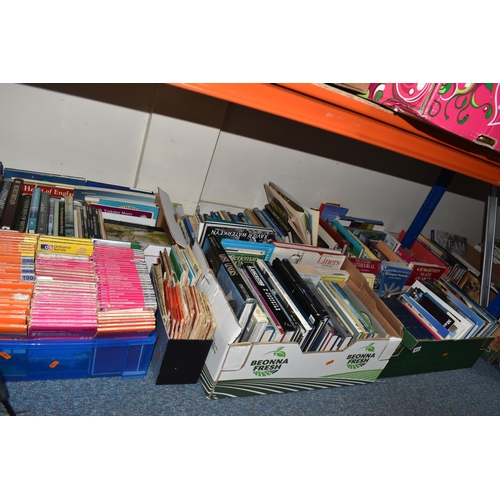 912 - SIX BOXES OF BOOKS AND MAPS, over one hundred books, a mixture of hardback and paperback format, sub... 