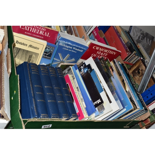 912 - SIX BOXES OF BOOKS AND MAPS, over one hundred books, a mixture of hardback and paperback format, sub... 